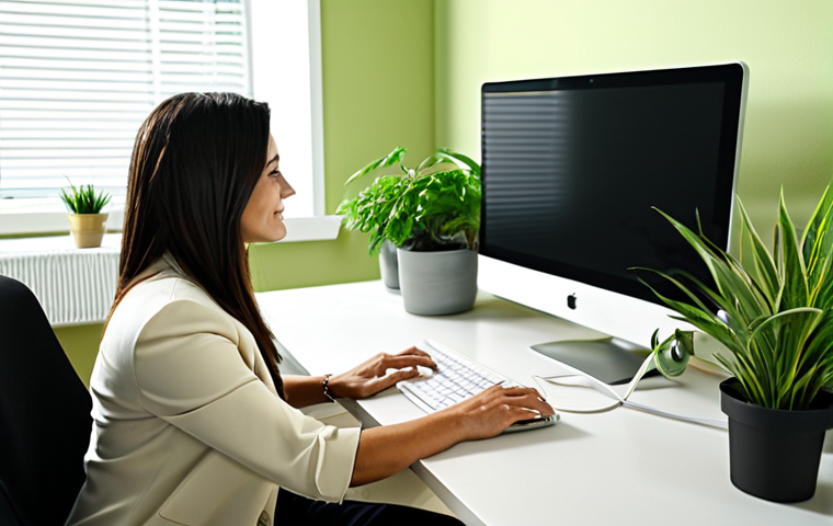 Relaxing Workspace**
"A bright, modern office space with light green walls and beige accents. A professional woman, fully clothed in a modest business casual outfit, is working at a clean desk. Green plants are placed around the room. Warm, soft lighting enhances the calming atmosphere. Perfect anatomy, correct proportions, natural pose, well-formed hands, proper finger count, safe for work, appropriate content, fully clothed, professional, family-friendly, high quality."
**
