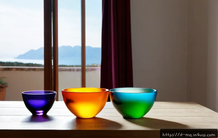 컬러테라피와 자주 사용되는 색상 - Photorealistic color therapy still life in a bright Italian apartment, a calm arrangement of red, or...